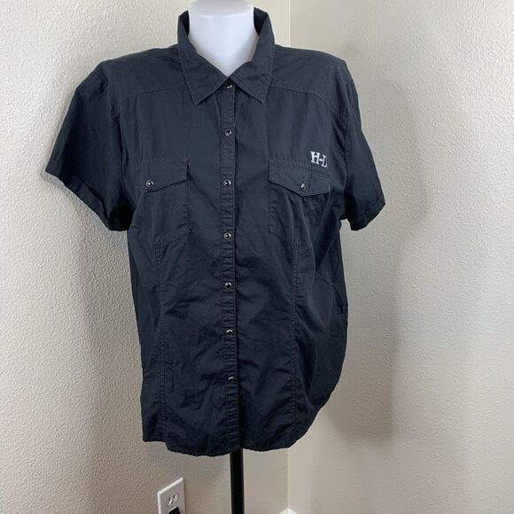 Harley Davidson HD Black Short Sleeve Snap Button Shirt Sz 2XL Skull Sparkle - Picture 2 of 9